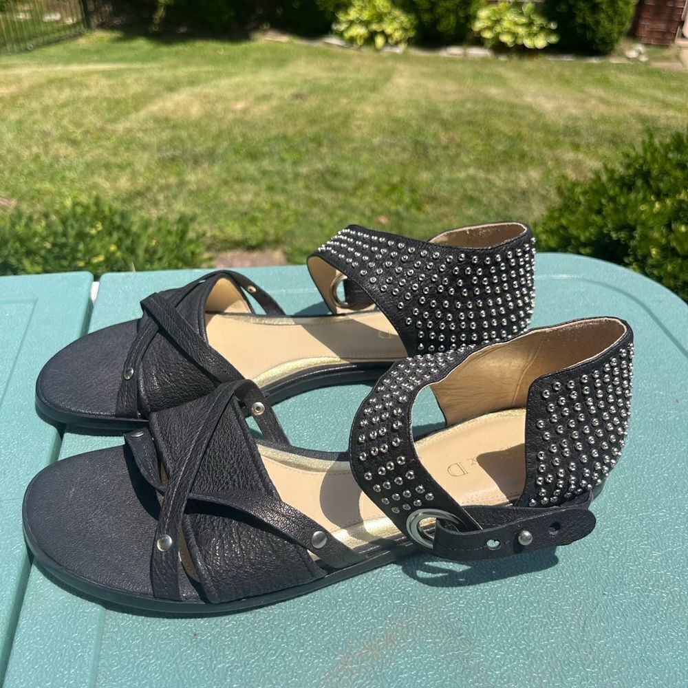 Be & D New York Leather Studded Sandals NIB